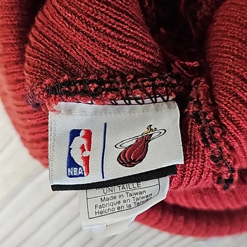 Adidas Miami Heat Winter Knit Hat With Pom, Red/Black